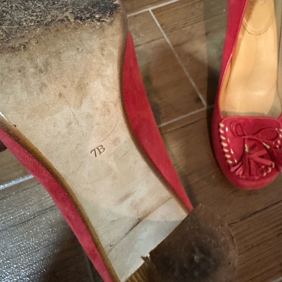 Cole Haan Red Suede Tassel Heels (Size 7B) - Picture 5 of 5